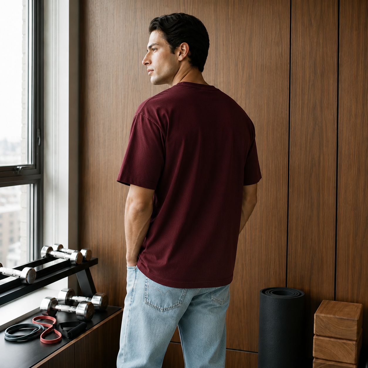 Burgundy premium basic T-shirt