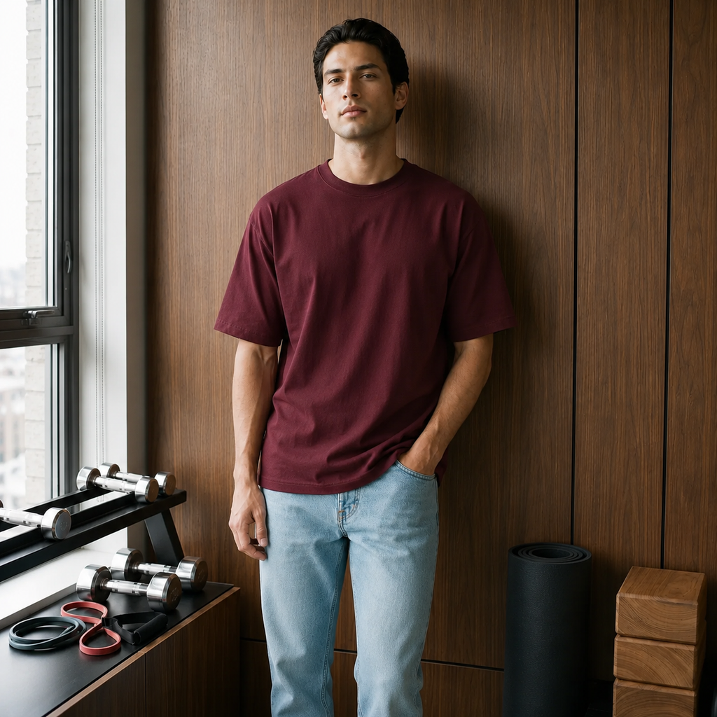 Burgundy premium basic T-shirt
