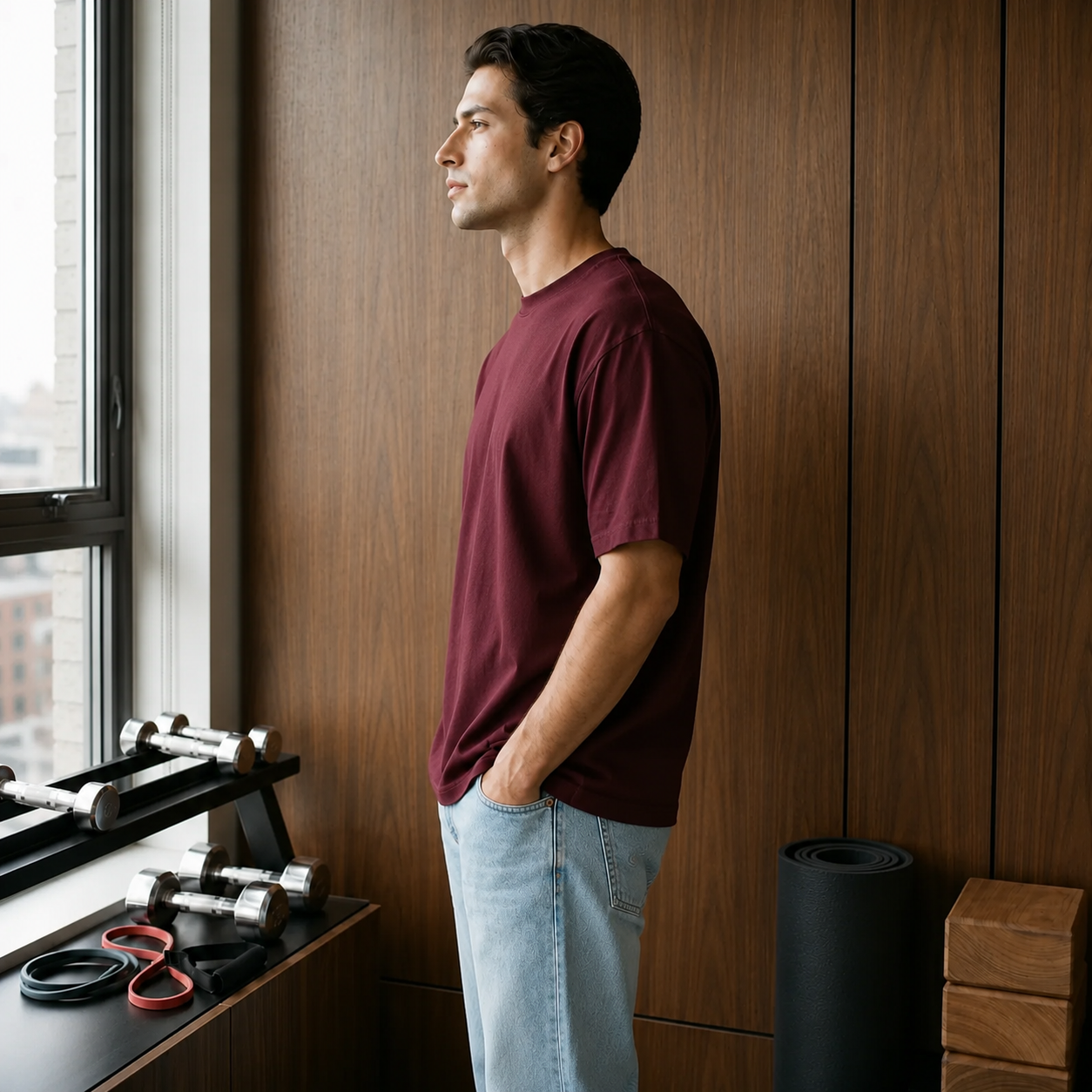 Burgundy premium basic T-shirt