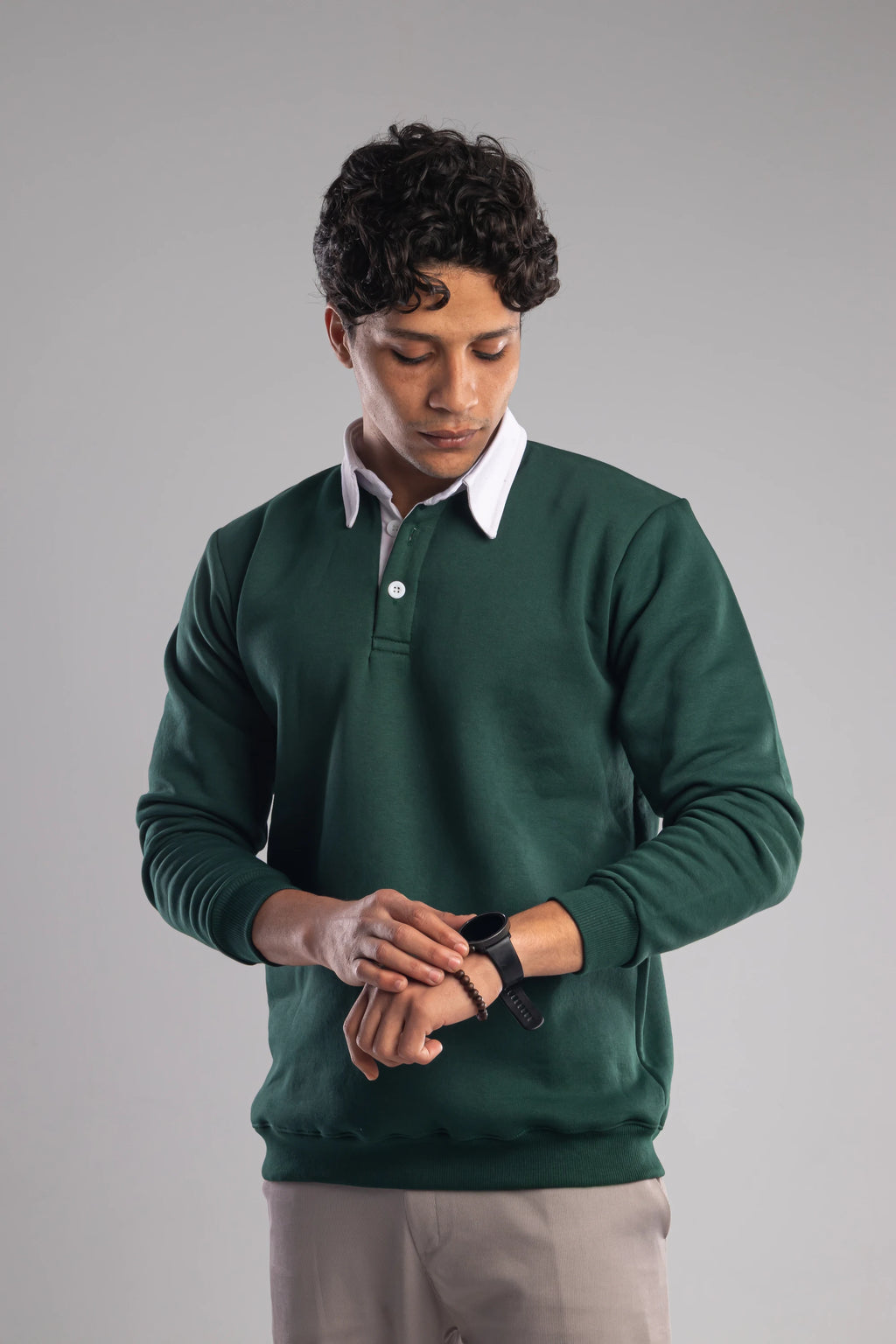 Polo Collar Sweatshirt