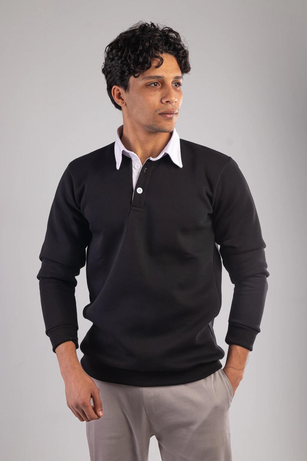 Polo Collar Sweatshirt