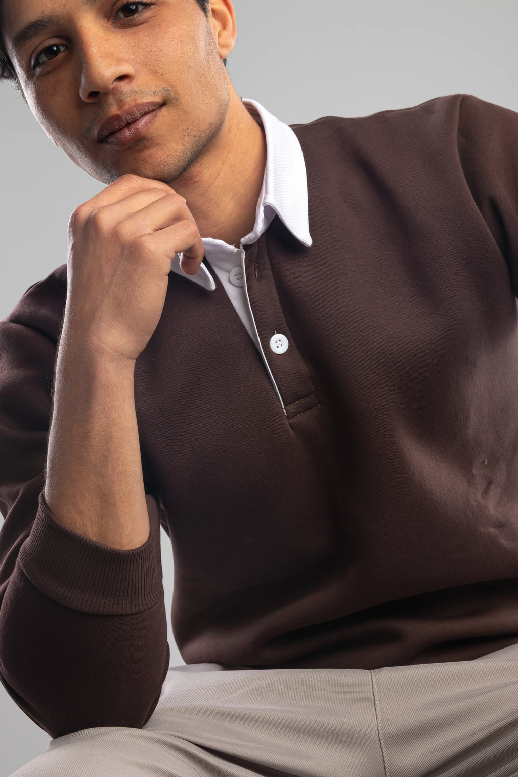 Polo Collar Sweatshirt